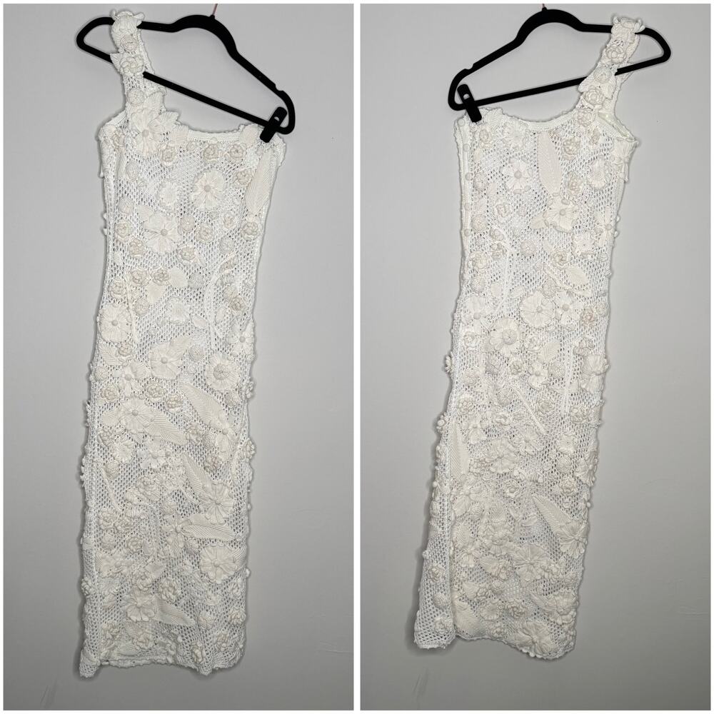 Ulla Johnson Sydel One Shoulder Floral Knit Dress Ivory Size P/S - Picture 4 of 7